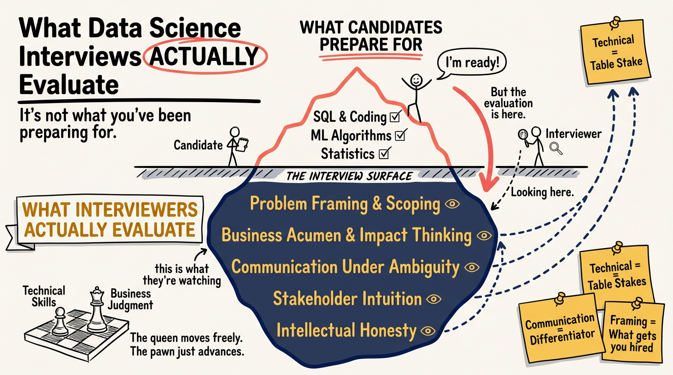 What Data Science Interviews Actually Evaluate (And It's Not What You Think)